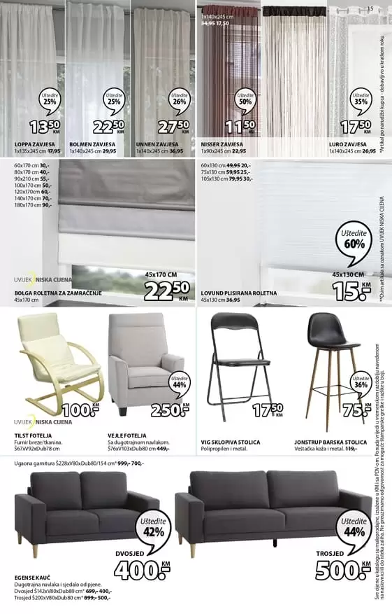 dnevni boravak. super akcija u jysk trgovinama. 