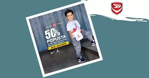 Za razigrane mališane Nike sniženje !  Samo od 28.10. do 3.11. iskoristi čak ▶️ 50% popusta! Popust vrijedi za najjeftiniji artikal pri kupovini dva ili više obilježenih artikala. Vidimo se u Sport Vision radnjama. 