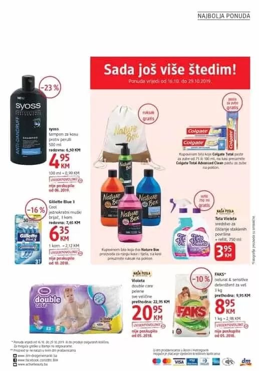 akcijski katalog dm je tu. Uvijek povoljno donosi super ustede. Violeta double care pelen na akciji, Syoss snizenje.