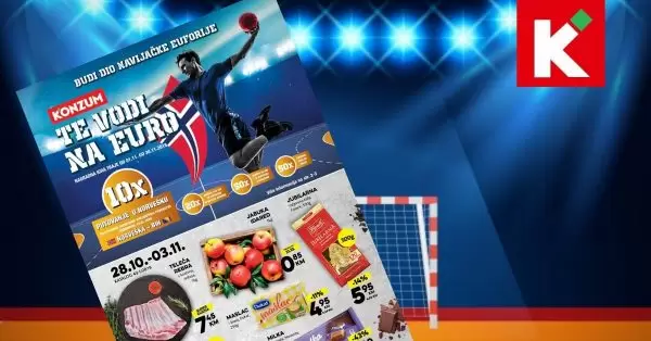 Početak radne sedmice i nije tako loš, jer tu je novi Konzum-ov akcijski katalog. Uživajte u super sniženjima! Konzum Vas vodi na EURO! 10x putovanje u Norvešku ??‍♂ i još mnogo vrijednih nagrada.