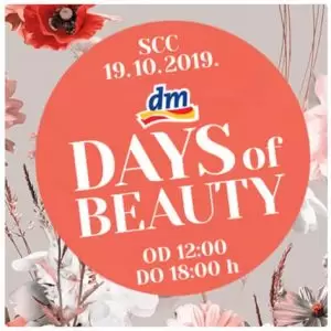 dm Days Of Beauty u SCC-u! Days of Beauty kampanja ove jeseni donosi nove make up trendove, ideje za za dnevni i noćni look te poklone u dm prodavnicama uz slogan #NEVERSTOPCHANGING. A poseban dan ljepote pripremili smo u Sarajevo City Centru, u Sarajevu, 19.10.2019. od 12:00 do 18:00 sati. Očekuje Vas: Besplatno šminkanje i savjeti profesionalnih vizažista u make up kornerima: L'Oréal Paris, Maybelline New York, trend IT UP, Max Factor, Bourjois Paris, Deborah Milano i Aura, besplatno lakiranje noktiju u Catrice kutku, promocija Beetique by Dagi Bee make up proizvoda i posebno uređeni kutak za selfie trenutak u kojem se družimo sa poznatom bh. influensericom Šejlom Ramović u periodu od 13:00 do 15:00 sati. A u dm prodavnici u SCC-u za sve kupce pripremili smo mali znak pažnje za svaku kupovinu, ceker za kupovinu u vrijednosti od 20 KM ili više, peškir za kupovinu u vrijednosti od 70 KM* ili više, poklon kišobran za kupovinu make up proizvoda u iznosu od 25 KM ili više uz učešće u nagradnoj igri u kojoj možete osvojiti jedan od 700 beauty box-ova, te zabava za najmlađe u periodu 12:00 do 18:00 sati - oslikavanje lica, kreativna radionica, klovn i modeliranje balona kao i druženje s maskotama. Pridružite nam se!