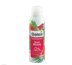 Balea love melon deo sprej, 200 ml Njeguje kožu, štiti od znoja i neugodnih tjelesnih mirisa do 24 sata. Voćno-egzotični miris lubenice očaravaju osjetila i nježno leže na koži. Za potpuno siguran i njegovan osjećaj.