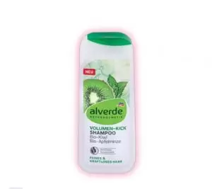 alverde Volume-Kick šampon za kosu, 200 ml Blaga formulacija koja nježno čisti kosu i daje joj volumen. S ekstraktom organskog kivija i jabukove mente.