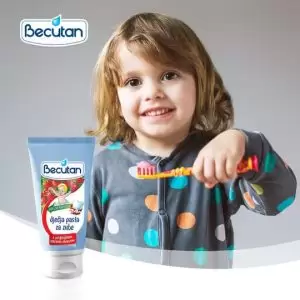 Becutan dječja zubna pasta svojim aktivnim sastojcima omogućuje potpunu higijenu i zaštitu zubi i usne šupljine. Temeljno i nježno uklanja naslage hrane s dječjih zubića. Laganim potezima njeguje zubnu caklinu. Štiti zube od karijesa Ima okus šumskih jagoda Dostapnost 50ml