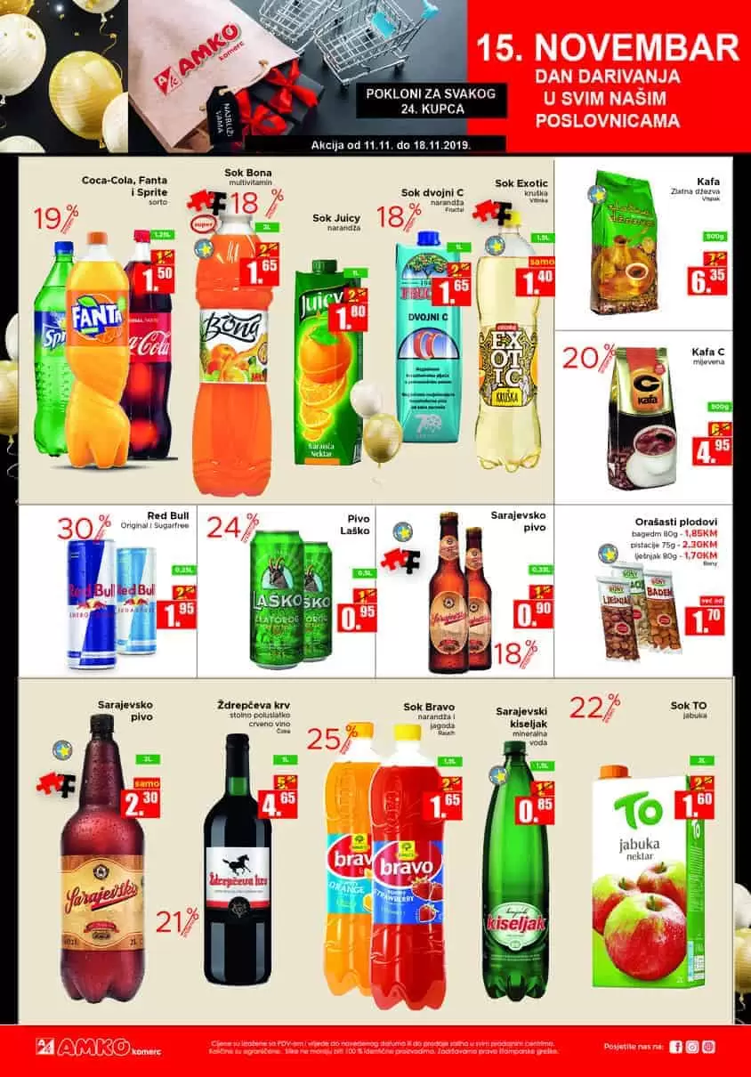 24 godine sa Vama! Veeelika rođendanska proslava.  Svi na Trg Oslobođenja - Alija Izetbegović, 17:00 - 20:00 h   Očekuje Vas!  Nastup osnovnih škola: (hor, recital, folklor, ples,...)  Mađioničar Kenan Imamović  Plesni klub Just dance  Zumba instruktor Jasmin Begović  Specijalni gost: Amel Ćurić  Od 17:00 - 20:00 - face painting, kreativna radionica, modeliranje balona, društvene igre, ... amko komerc super akcija 