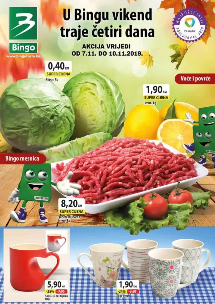 Vikend akcija u periodu od 7. do 10. novembra je u toku. Ne propustite odlična sniženja na Vaše omiljene artikle. Jer vrijeme je da se opustite i uživate u shoppingu po odličnim pogodnostima.