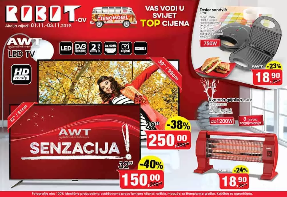 Robotov cjenomobil Vas vodi u svijet TOP cijena ? Akcija vrijedi od 01.11. do 03.11. ? Vaš Robot snizenje akcija popusti snizenja 
