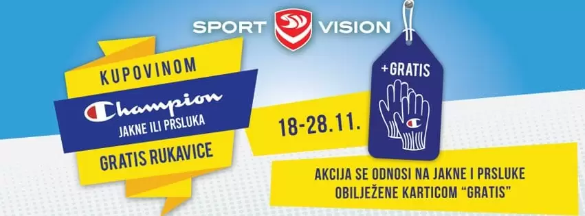 Champion zimske jakne i prsluci po super cijeni i ?GRATIS rukavice❗️ Požuri do najbliže Sport Vision radnje i spremno dočekaj zimu. ?
