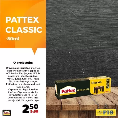 Ljepila i silikoni su neizostavna pomagala u uređenju kuće, okućnice i drugog. U periodu do 31.12.2019. nudimo vam popust do 30% na Pattex višenamjenska ljepila i Ceresit montažna ljepila i silikone. Brzo i efikasno rješenje neka se nađe uvijek pri ruci ?.Ponudu potražite na odjelu alata u svim centrima FIS . patex classic