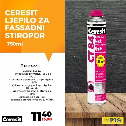 Ljepila i silikoni su neizostavna pomagala u uređenju kuće, okućnice i drugog. U periodu do 31.12.2019. nudimo vam popust do 30% na Pattex višenamjenska ljepila i Ceresit montažna ljepila i silikone. Brzo i efikasno rješenje neka se nađe uvijek pri ruci ?.Ponudu potražite na odjelu alata u svim centrima FIS. ljepilo ceresit za fassadni stiropor. fasadni