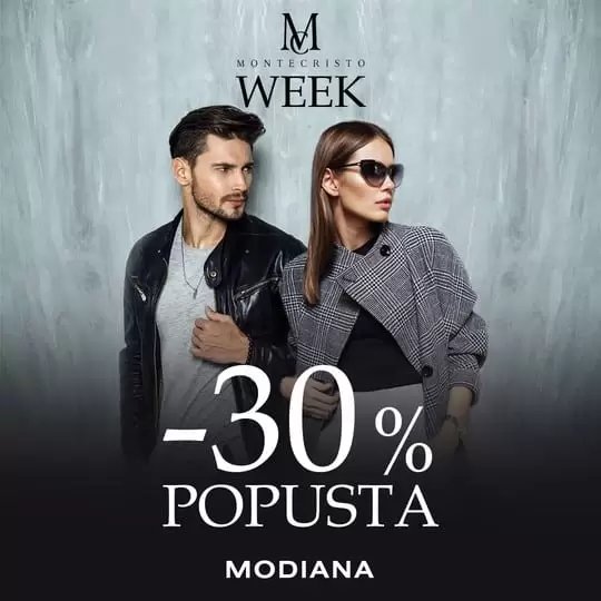 MONTECRISTO WEEK čeka samo na vas! ? Posjetite Modiana trgovine i od 07.11. do 14.11. iskoristite popust od 3️⃣0️⃣% koji se odnosi na artikle ženske i muške Montecristo kolekcije! tekstil odjeca kaputi zimske jakne. modiana