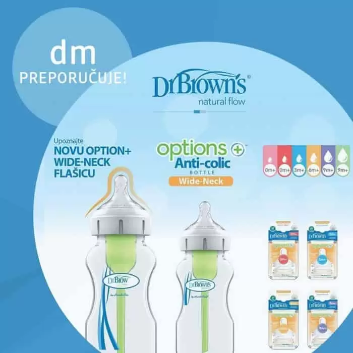 Za sretne i zadovoljne bebe ?? Dr. Brown's Options + je prva flašica koja nudi mogućnost korištenja ventilacijskog sistema po potrebi. Pomaže kod smanjenja problema uzrokovanih hranjenjem, smanjuje grčeve i nadutost, te pomaže u očuvanju vitamina. Kada sistem prozračivanja više nije potreban samo se ukloni iz flašice i ona se nastavi normalno koristiti.
