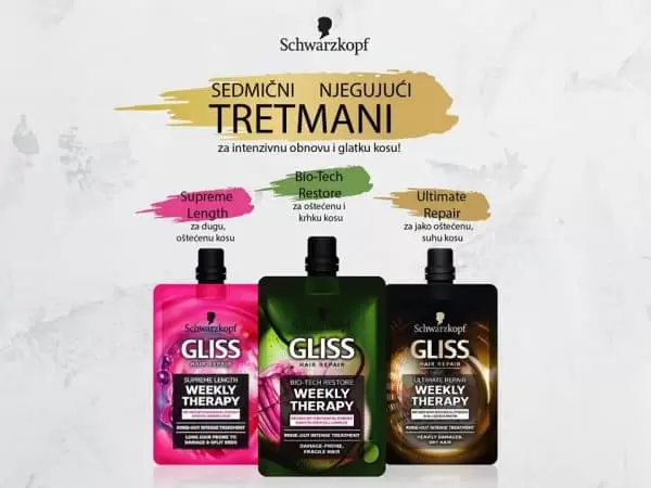 Iz Gliss nam stiže nešto novo za intenzivnu obnovu i jaku kosu! Odlični tjedni tretmani za kosu su namijenjeni oštećenoj kosi koja žudi za obnovom! Tretmani su dostupni za manje ili više oštećenu kosu i savršeni su za njegu kose kojoj će pružiti intenzivnu obnovu!