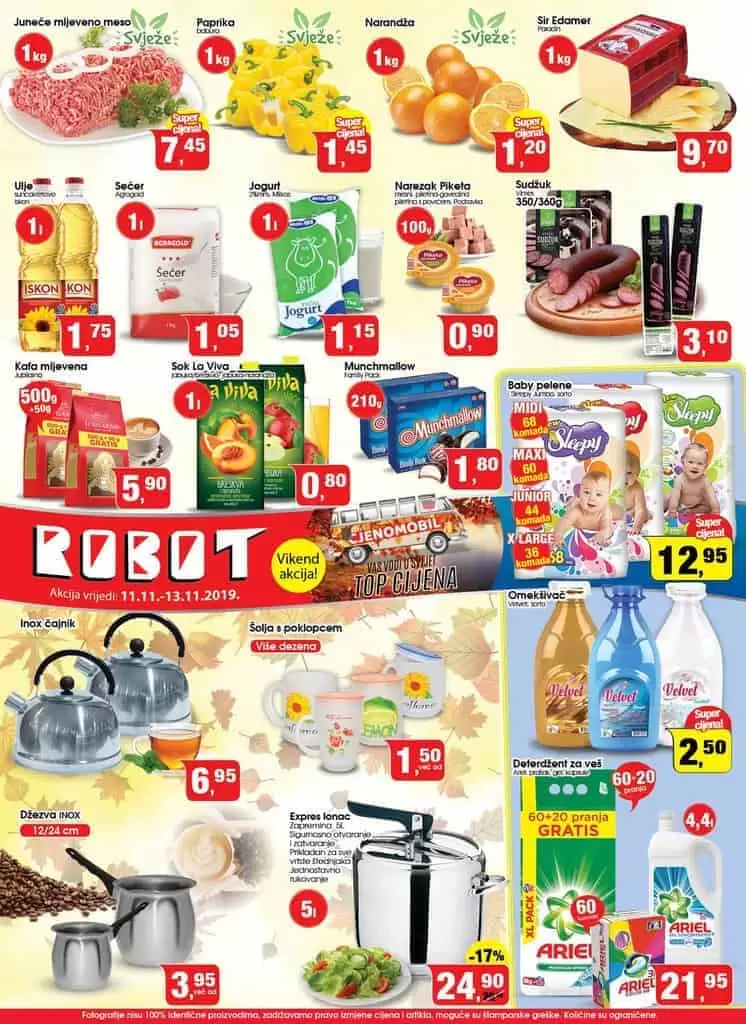Robotov cjenomobil Vam donosi sjajna sniženja za početak sedmice ?  Akcija vrijedi od 11.11. do 13.11. ?  Vaš Robot <3