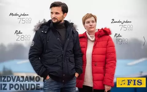 Iz bogate ponude FIS zimske odjeće izdvajamo tople jakne, kape, rukavice, šalove i sve što vam treba ove zime da bi vam bilo toplo i ugodno. zenska jakna crvena sa macom. muska jakna crna sa macom. super rijene. akcija snizeno.