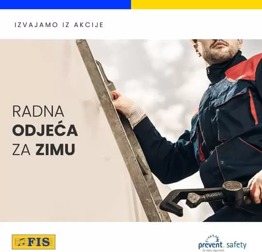 Dragi majstori i građevinari, osigurajte se na vrijeme za zimske uvjete rada i na Fisovim odjelima zaštitne opreme/alata potražite radne jakne, dukserice, bluze, prsluke, rukavice, radne cipele.. Akcija traje do 15.11.2019. Iz akcije za vas izdvajamo . radna odjeca za zimu.