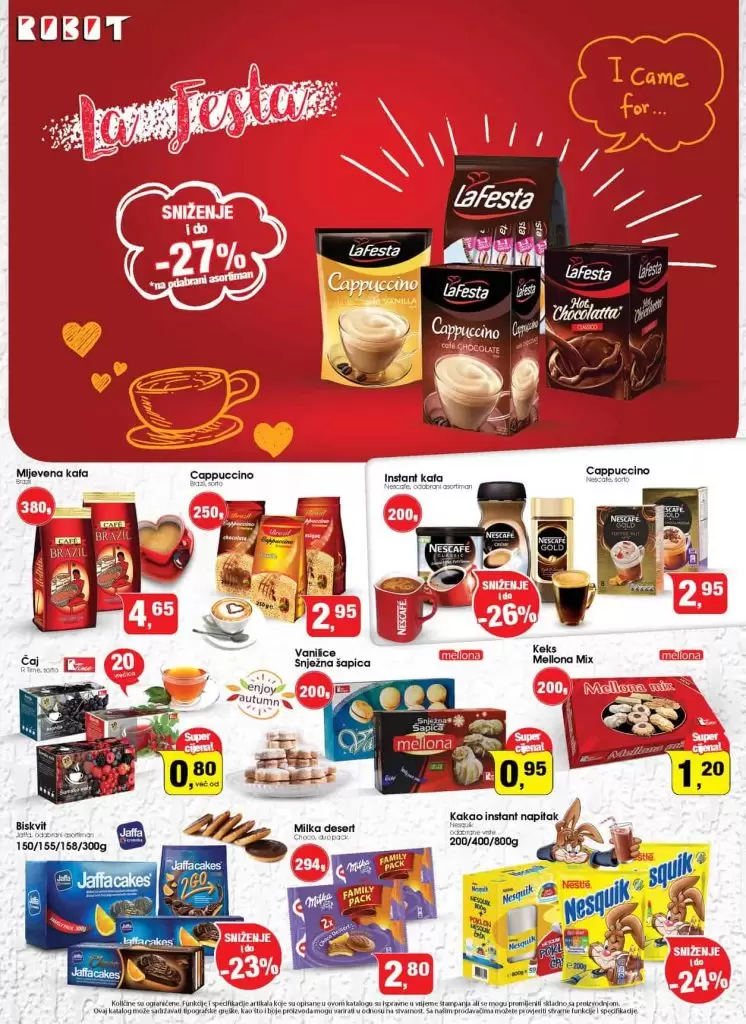 Robotov cjenomobil Vas vodi u svijet top cijena ? Akcija vrijedi od 22.11. do 30.11. robot akcija. robot akcijski katalog. robot snizenje. najbolje cijene . gdje su najbolje cijene. ponuda. akcija. popusti. snizeno. snizenje kafa. najbolja kafa