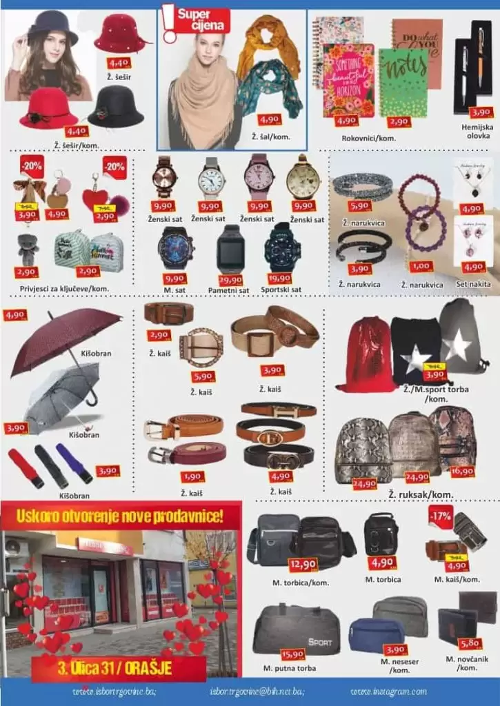 izbor trgodine letak povoljno market snizenja akcija katalog katalozi snizenje snizeno. sva snizenja na jednom mjestu. ustedite.ba. super akcija. volim akcije. volim snizenja. kupovina. shopping. gdje kupiti. odjeca obuca. gdje je najjeftinija odjaca. super akcija. super cijene. odlicna ponuda. volim snizenja. shopping. najbolji shoping. kapa. sal. rukavice. radno vrijeme iznor trgovine. 