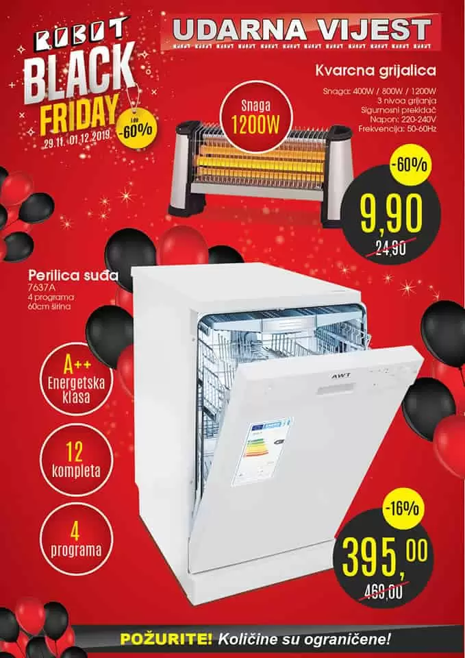 black friday sale. black friday snizenja. crni petak. robot super akcija. katalog. akcijski katalog
