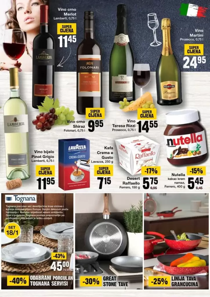 Dani italijanske kuhinje u mercator trznim centrima. odlicna akcija. super akcija. popusti. snizenje. snizeno. hrana. zdrava hrana.  nutella maslinovo ulj