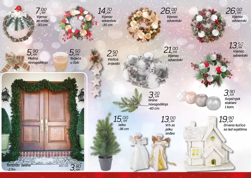 carobna fis-ova blagdanska ponuda. vjenci. novogodisnja ponuda u fisu. praznicno snizenje. super akcija. snizeno. snizenje. akcija. popusti. ukrasi za jelku. bor. novogodisnje drvo.  kuglicfe za jelku