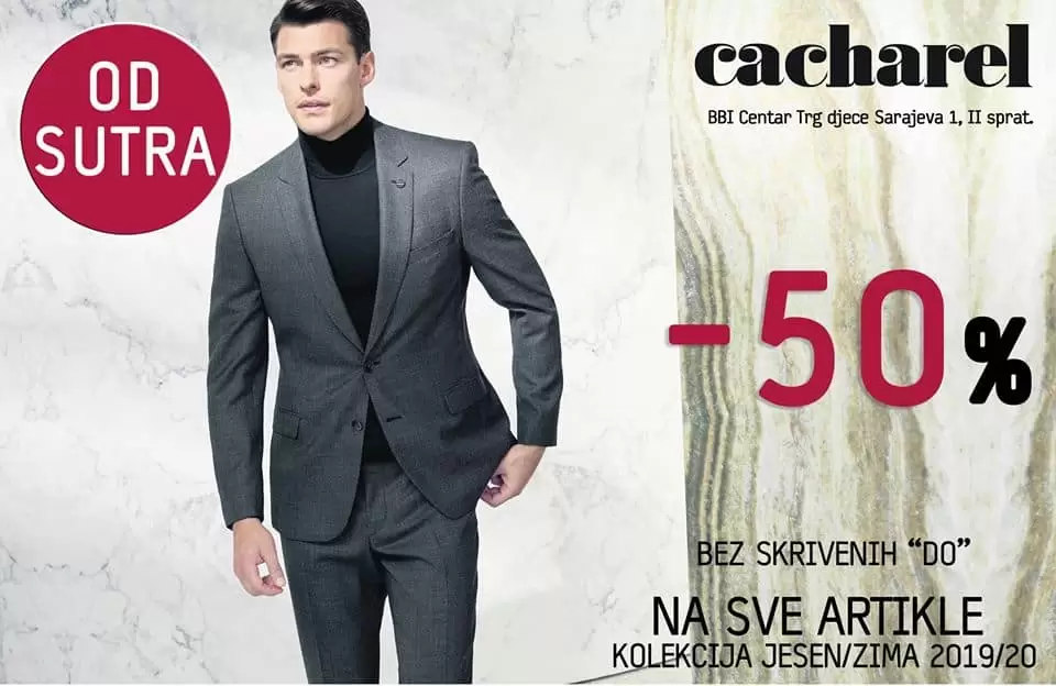 U Cacharel Bosnia&Herzegovina poslovnici možete pronaći popust od -50% na kolekciju JESEN/ZIMA 19-20. Prestiž, elegancija i vrhunski kvalitet po sniženim cijenama, posjetite nas u BBI Centru!