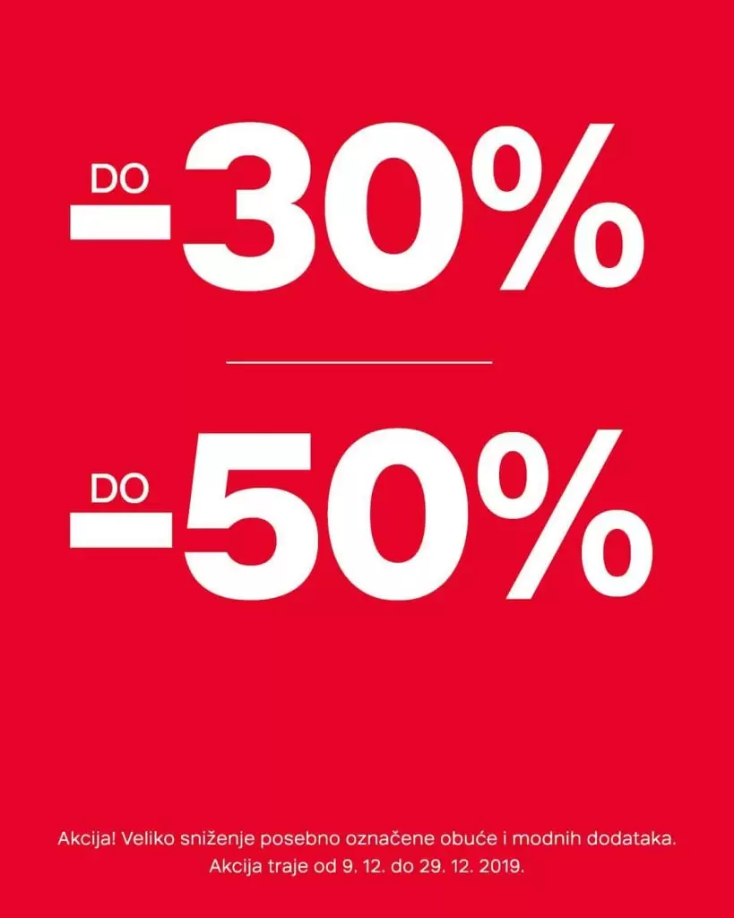 U Deichmann trgovinama očekuje vas veeeeliko sniženje! Ne propustite ovu super ponudu. Akcija traje do 29.12. 2019. godine.   Veliko Deichmann sniženje! Pogledajte OVDJE!
