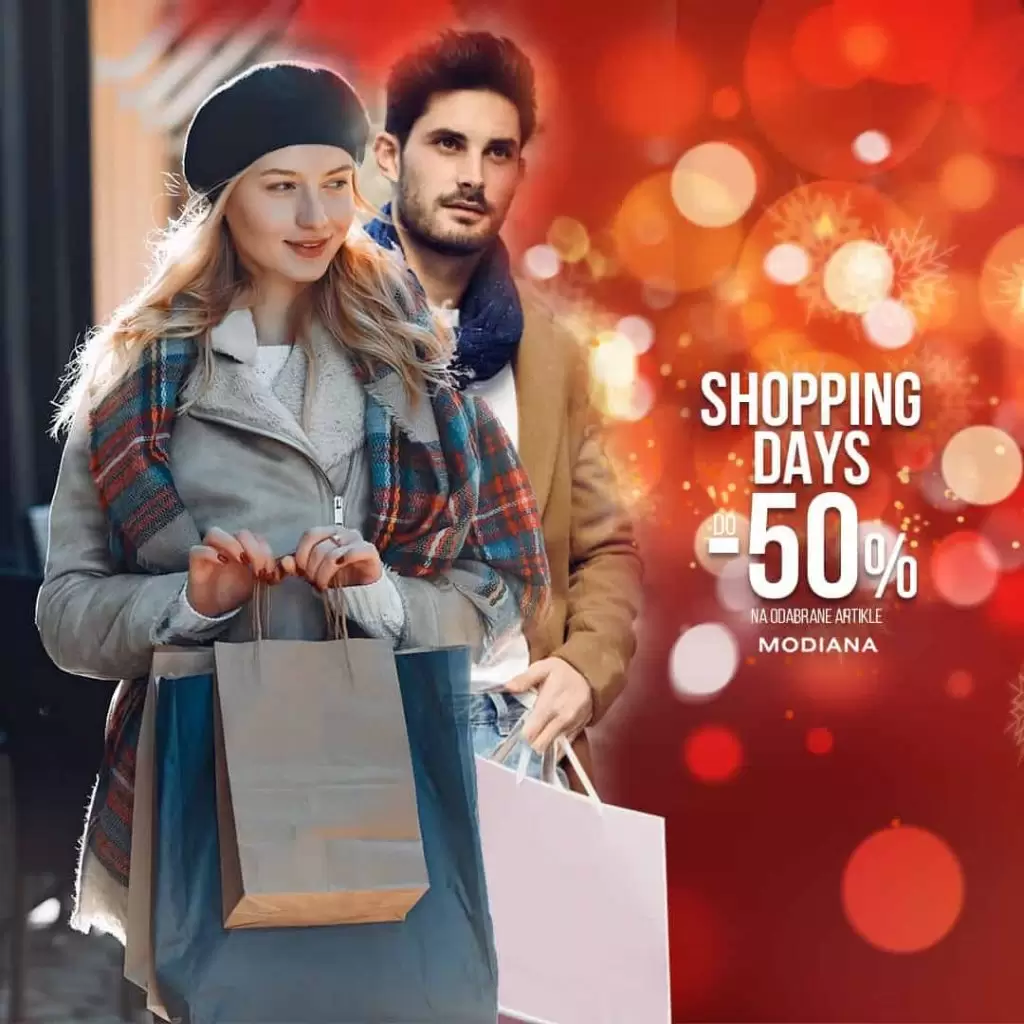 ?SHOPPING DANI U MODIANI ?  Za još veće praznično raspoloženje iskoristite fantastičnu ponudu u Modiani, gdje vas očekuje do 5️⃣0️⃣% popusta na odabrane artikle. Popust traje od ➡️ 26.12. do 31.12.Vidimo se! ???