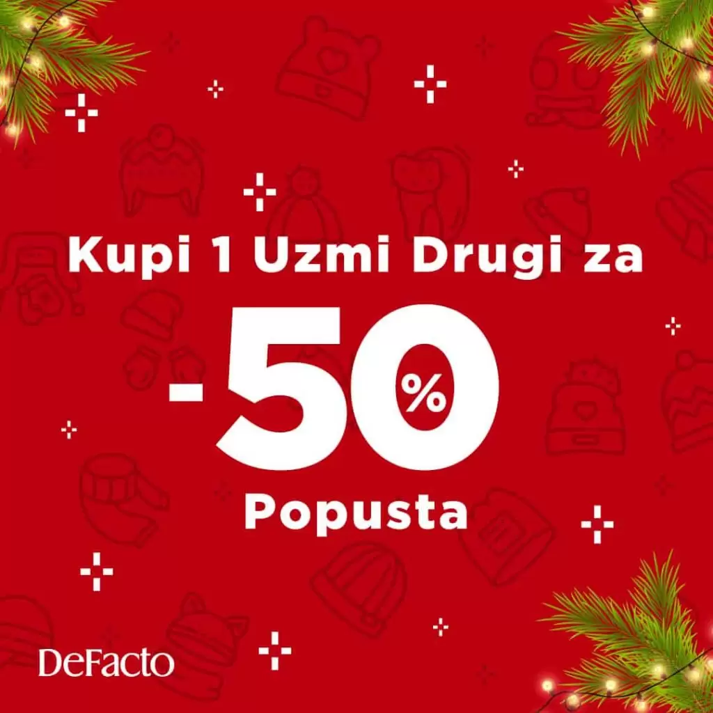 Ne propustite 50% sniženja za sve proizvode! Čekamo Vas u DeFacto prodavaonicama! ? Banja Luka Gospodska Street ? Sarajevo BBI Centar Mall snizenje 50% sale