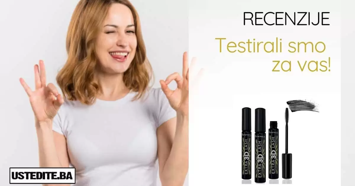 Tražite maskaru koja će naglasiti Vaše trepavice? Isprobali smo za Vas! Rimmel Extra 3D lash maskara! Mi smo probali Rimmel Extra 3D lash I oduševljeni smo. Maskara ima gumenu četkicu sa kratkim vrhovima I lako se nanosi. Možete staviti samo 1 do 2 sloja za prirodan izgled.  Ukliko (kao mi) volite više slojeva maskare, za to će Vam biti potrebno nekoliko nanošenja. Mi smo stavili jedan sloj. Sačekali da se osuši I još par puta “izvukli” trepavice.  Rimmel Extra 3D lash maskara! Cijena se kreće od 5.75 do 5.90 KM, a na akciji je možete naći I po cijeni 5.30 KM. Dostupna je u svim većim parfimimerijama. Naša preporuka potražite u najbliižem cm cosmetic market-u ili dm drogerie markt-u!