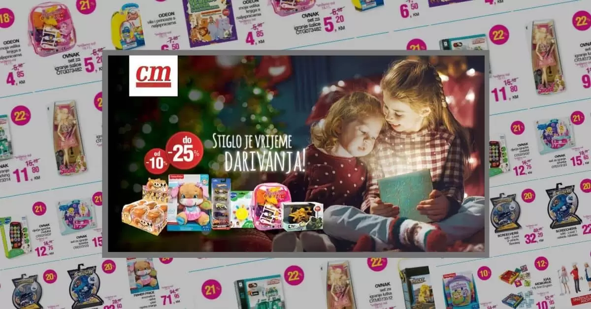 vrijeme je darivanja. super ponuda u cm-u. akcija. akcijski katalog. snzieno. snizenje. popust. cover