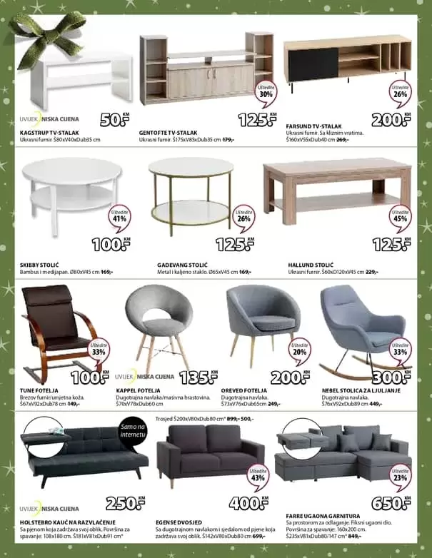 jysk akcijski karalog. jysk zaspolenje. jysk radno vrijeme. Novogodišnje ponude uz izvrsne uštede! Jysk akcijski katalog vrijedi u periodu 5.-18.12.2019. godine.  Ne propustite DANE NAMJEŠTAJA 5.-11.12.2019. godine uz uštede 20-50% na SAV namještaj za unutrašnji prostor.  uredite svoj dom prelijepim namjestajem. kako urediti dom. gdje je namjestaj najpovoljniji. ideje za uredjenje doma. skandinavian living. ustedite 20-50%. snzienje. snizeno. akcija. popust. katalog. stolica. stol.