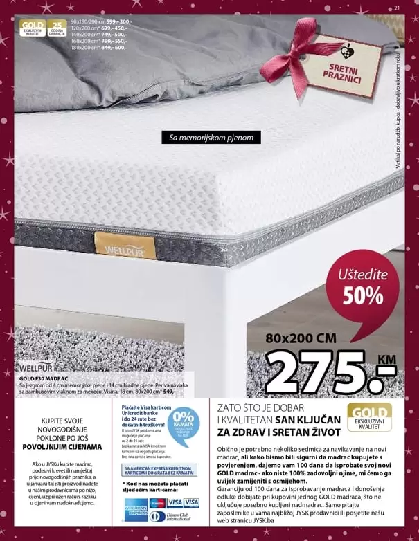 jysk akcijski karalog. jysk zaspolenje. jysk radno vrijeme. Novogodišnje ponude uz izvrsne uštede! Jysk akcijski katalog vrijedi u periodu 5.-18.12.2019. godine.  Ne propustite DANE NAMJEŠTAJA 5.-11.12.2019. godine uz uštede 20-50% na SAV namještaj za unutrašnji prostor.  uredite svoj dom prelijepim namjestajem. kako urediti dom. gdje je namjestaj najpovoljniji. ideje za uredjenje doma. skandinavian living. ustedite 20-50%. snzienje. snizeno. akcija. popust. katalog. gold nadmadrac