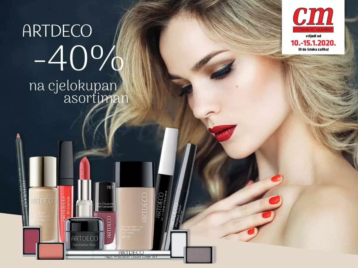 Počinje sniženje koje dugo iščekujete! Artdeco dekorativna kozmetika bit će snižena -40% i to u periodu od 10.-15.1.2020. godine! Vidimo se u cm-u!