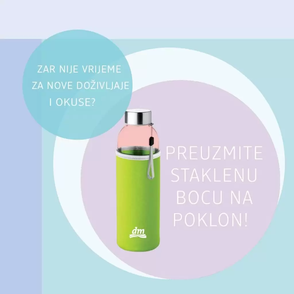 Početak godine idealan je za dobre odluke i promjene. Idealno je vrijeme za detoksikaciju organizma nakon praznika, usvajanje novih prehrambenih navika koje će reći da živimo zdravo...? ?? Neka vaš put u svijet promjena, novih okusa i zdravijeg života počne u dm-u uz dmBio i Mivolis proizvode! ?? U periodu od 8.1.- 21.1.2020. u dm prodavnicama za kupovinu dmBio i Mivolis proizvoda u iznosu od 15 KM i više na poklon dobijate praktičnu staklenu bocu! Po kupovini se dobija jedan poklon i ponuda vrijedi do 21.1.2020. ili do isteka zaliha. Poklon se preuzima na kasi i isti nije mogće zamijeniti za novac. Fotografija poklona je simbolična.