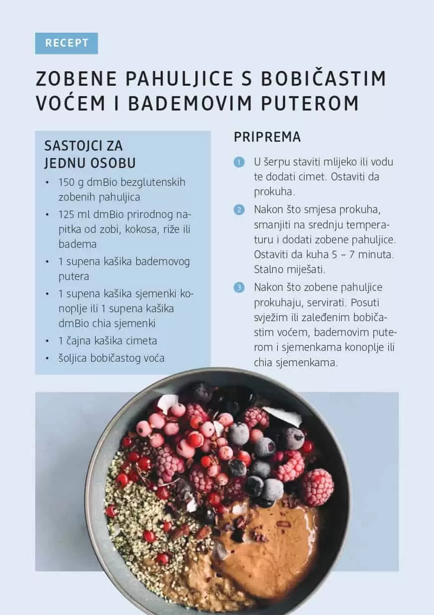 Savjetnik: Osviještena ishrana U dm prodavnicama potražite Savjetnik o osviještenoj ishrani s receptima i savjetima nutricionista.    Ukoliko želite promijeniti svoje svakodnevne prehrambene navike a ne znate odakle početi, u suradnji s nutricionisticama Amelom Ivković O'Reilly, Marizelom Šabanović i Ševalom Hodžić pripremili smo za vas prijedlog recepata kao i savjete šta su najbolje navike kada je osviještena i balansirana ishrana u pitanju. Savjetnik možete pronaći u dm prodavnicama kao i na linku ispod.   Želimo vam sretan početak novih navika i ustrajnost u njima! Jer: PROMJENA POČINJE U TEBI. 