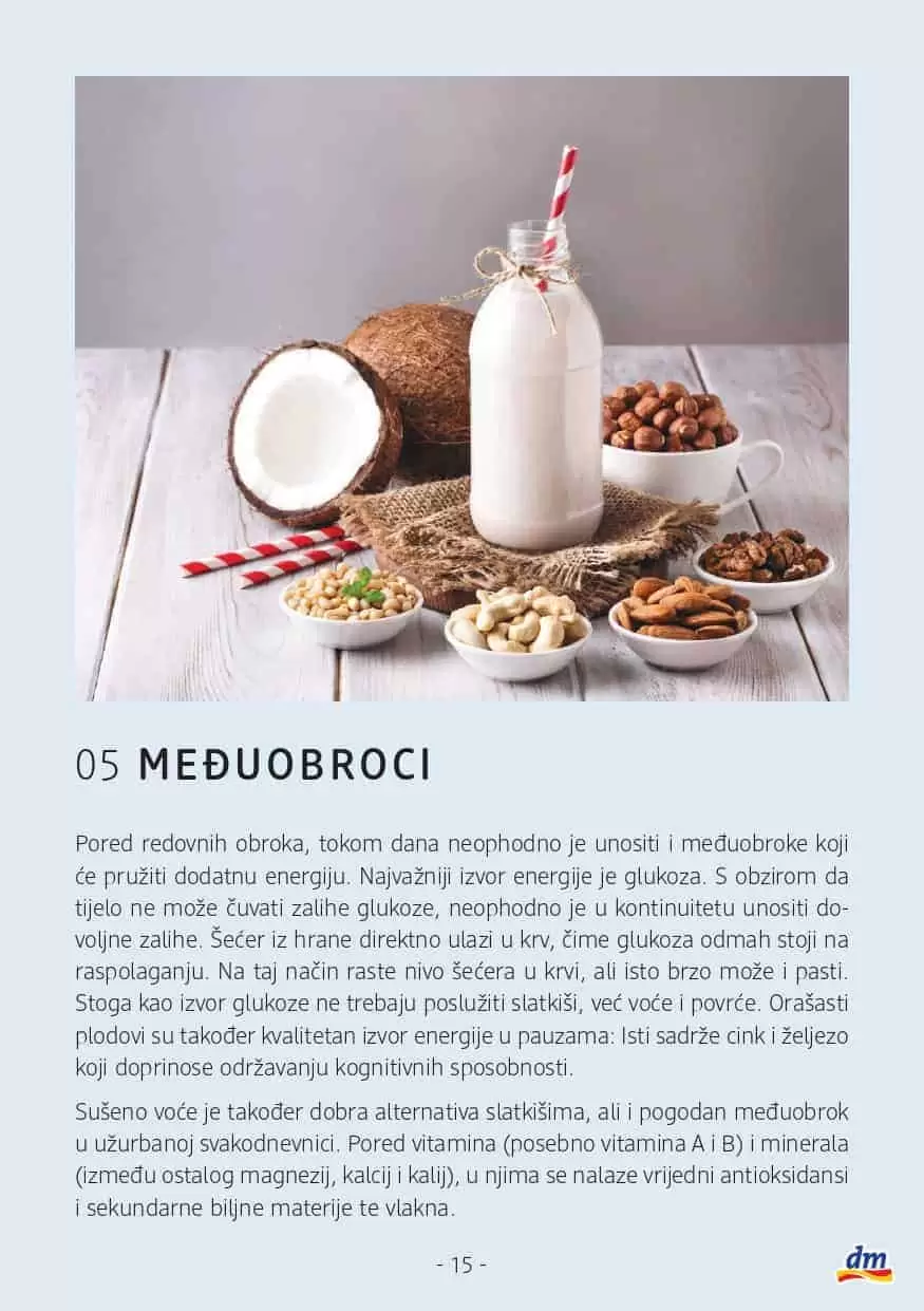 Savjetnik: Osviještena ishrana U dm prodavnicama potražite Savjetnik o osviještenoj ishrani s receptima i savjetima nutricionista.    Ukoliko želite promijeniti svoje svakodnevne prehrambene navike a ne znate odakle početi, u suradnji s nutricionisticama Amelom Ivković O'Reilly, Marizelom Šabanović i Ševalom Hodžić pripremili smo za vas prijedlog recepata kao i savjete šta su najbolje navike kada je osviještena i balansirana ishrana u pitanju. Savjetnik možete pronaći u dm prodavnicama kao i na linku ispod.   Želimo vam sretan početak novih navika i ustrajnost u njima! Jer: PROMJENA POČINJE U TEBI. 