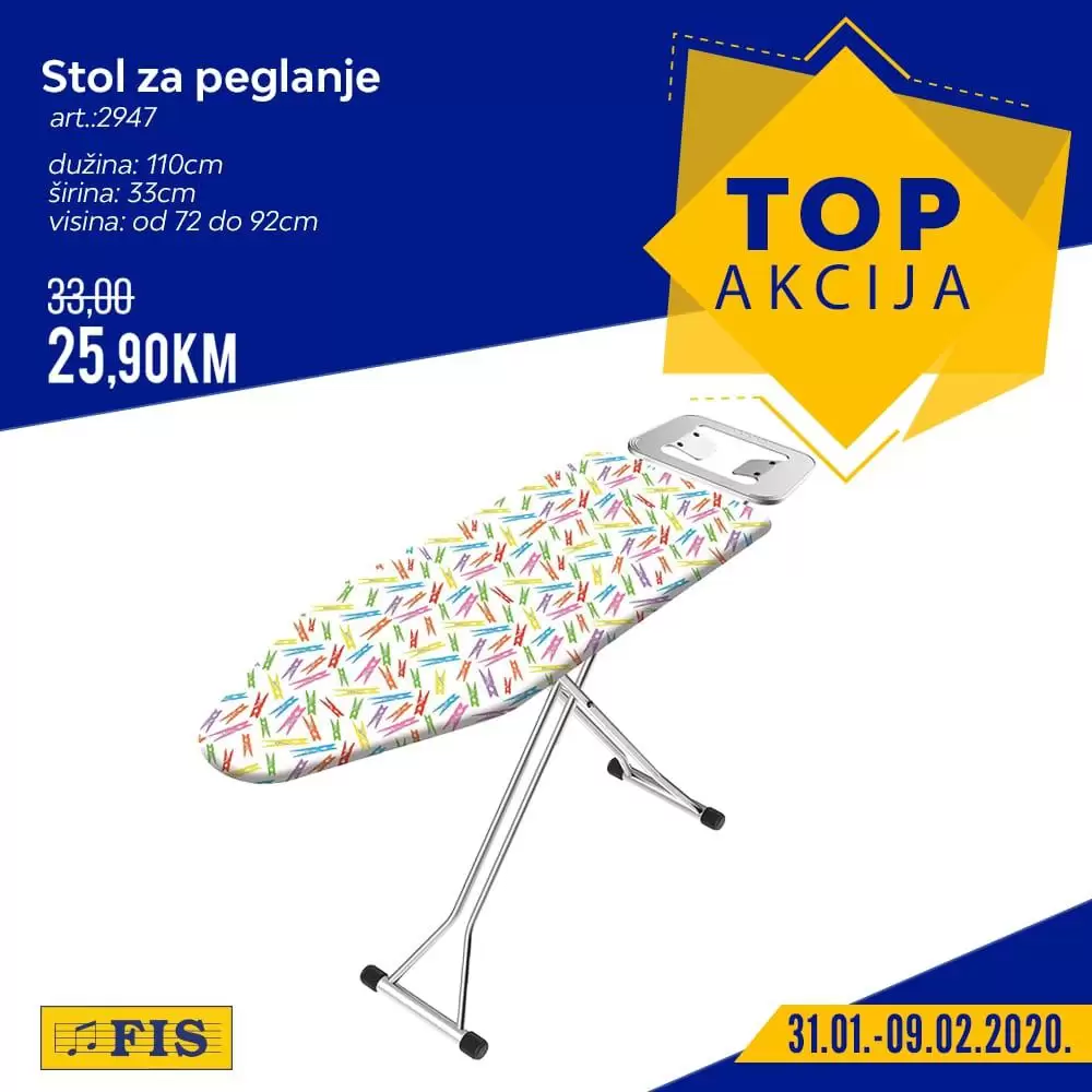 fis akcijski katalog. top akcija fis. snizenje. popust. stol za peglanje.