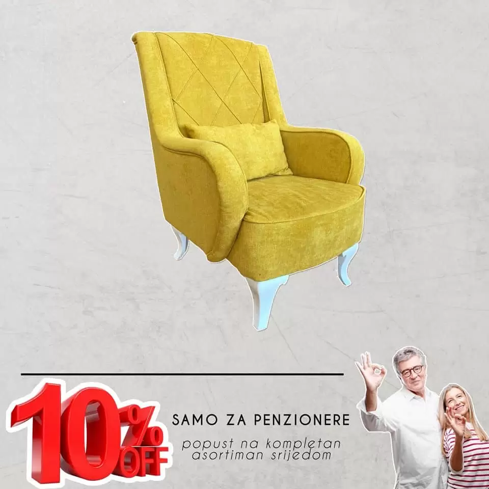 Sinkro salon namjestaja.  fotelja zuta