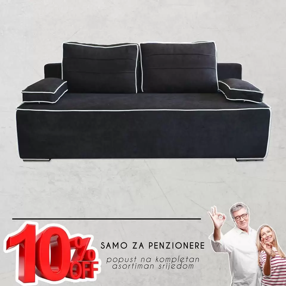 Sinkro salon namjestaja.  crna kozna garnitura