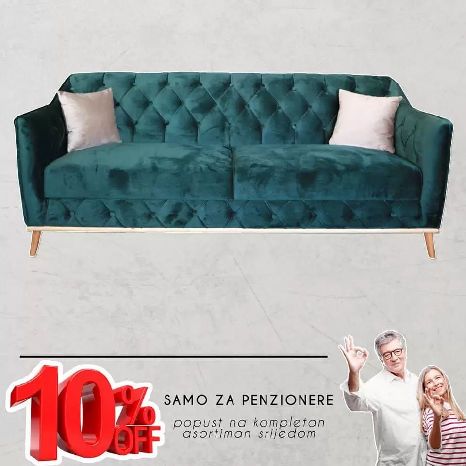 Sinkro salon namjestaja.  tirkizni trosjed