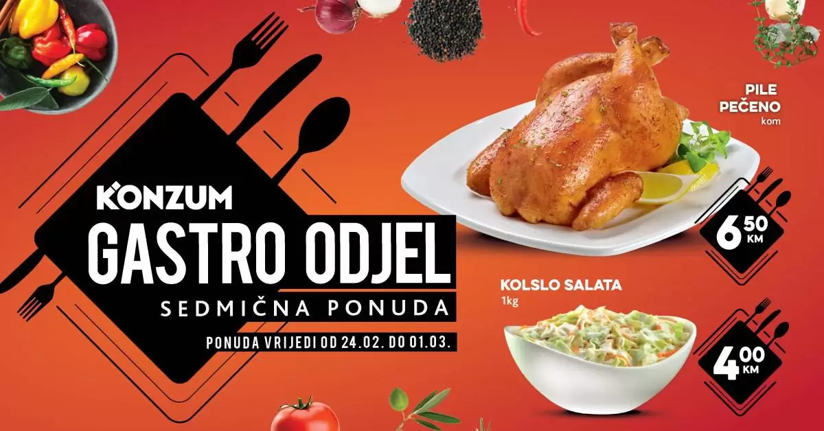 Konzumova vikend akcija. snizeno. popust. akcija.