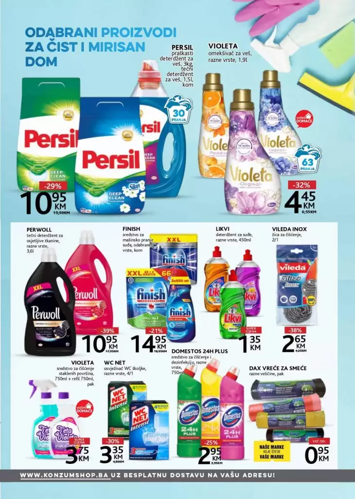 konzum, ackijski katalog. letak. popust. violeta persil omeksovac deterdzent ariel