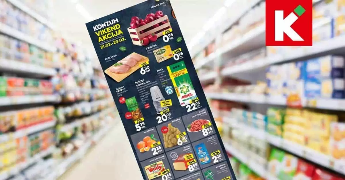 Konzumova vikend akcija. snizeno. popust. akcija.