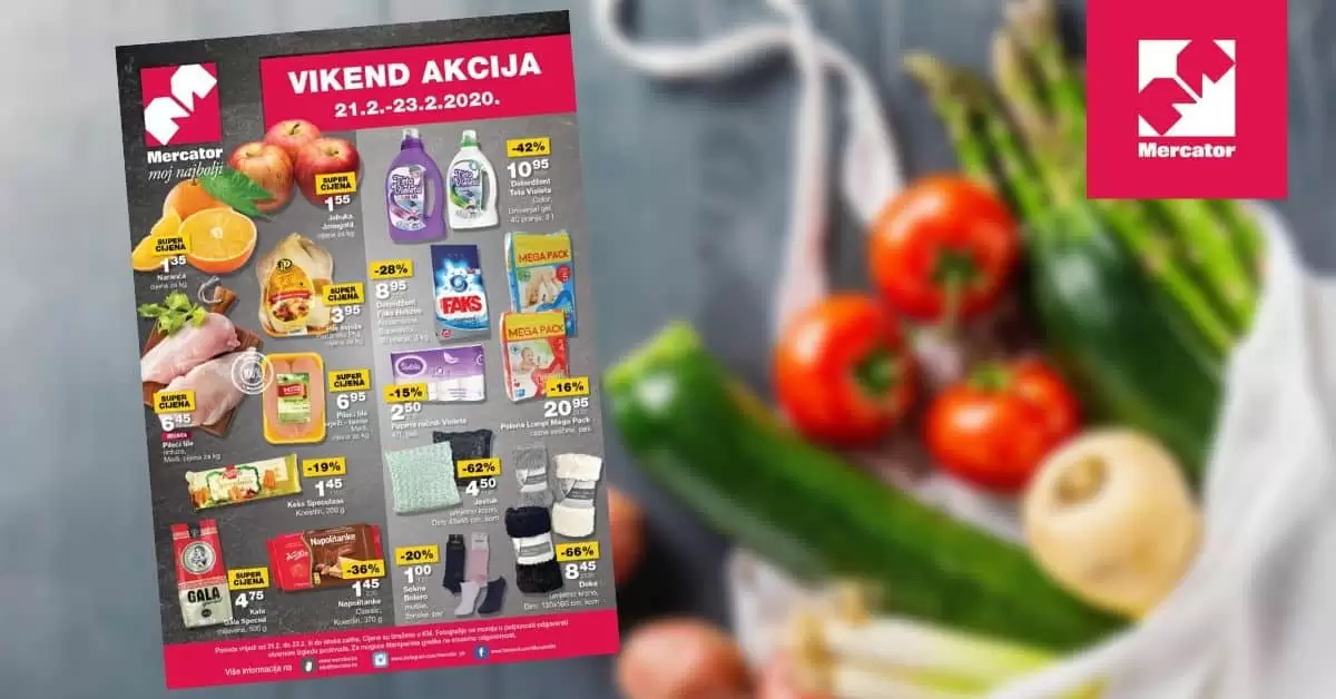 vikend akcija u mercatoru. Snizenje, akcija, popust, snizeno,