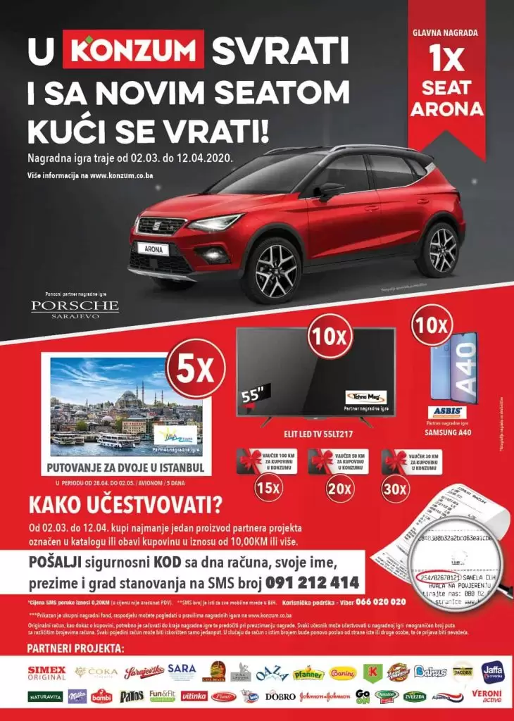 Konzumova fantasticna akcija. snizenje. snizeno, popust. akcija. nagradna igra