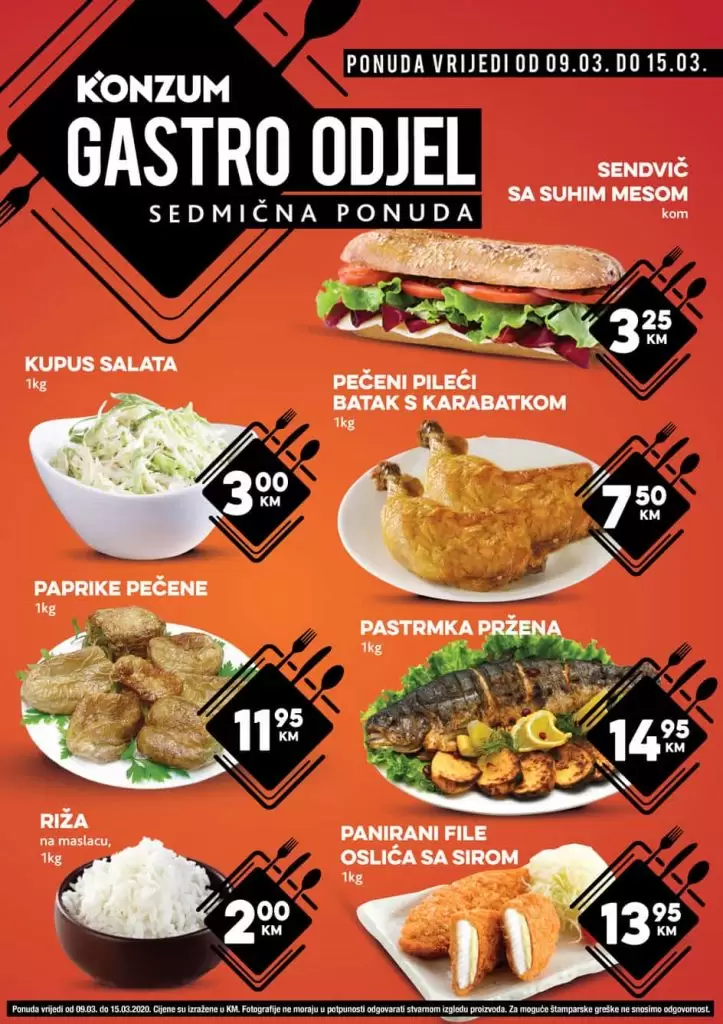 Konzum gastro odjel. Konzum akcija.