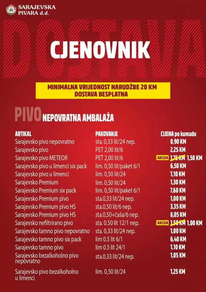 Sarajevsko pivo online kupovina. besplatna dostava covid 19