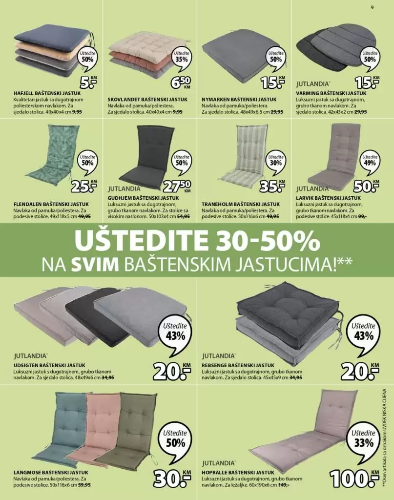 Jysk akcijski katalog. letak. snizeno. snizenje. popust. usteda. usteda novca.