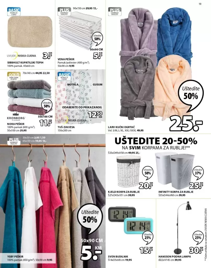 Jysk akcijski katalog. letak. snizeno. snizenje. popust. usteda. usteda novca.